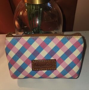 Dooney & Bourke Pink and Blue Plaid Cosmetic Case